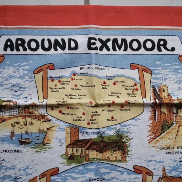 Vintage UK "Around Exmoor" kitchem towel - Picture 2 of 8